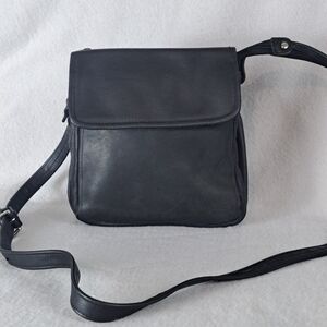 Wilsons Leather Black Crossbody Bag Genuine Leather 2-Way Wear Flap & Zip